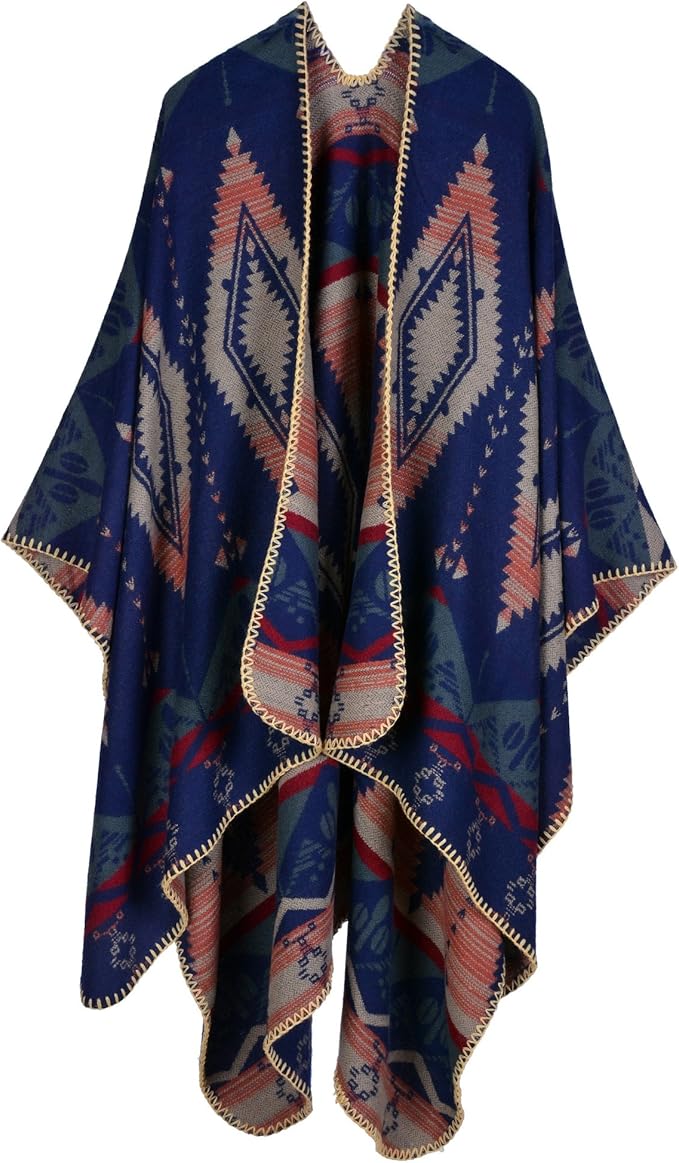 女式印度民族风格复古印花宽松披肩大衣披风